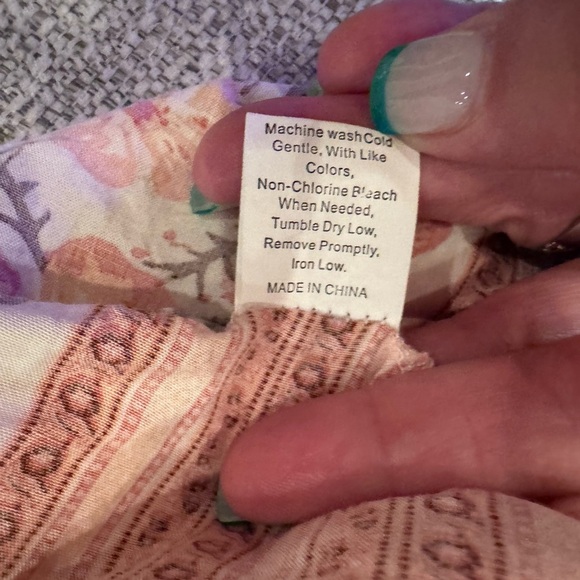 R. Vivimos Bohemian Peach Floral V-Neck Button Down Midi Summer Dress Sz S 4/6 - Picture 14 of 16